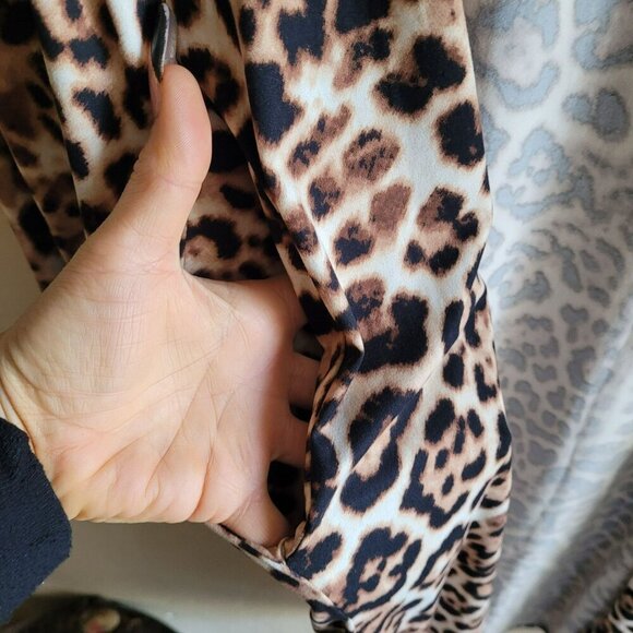 Femmina Leopard Print Long Lightweight Open Cardigan Duster size L - Picture 3 of 6